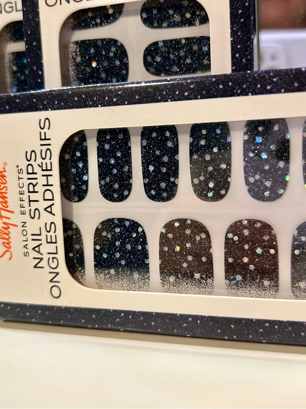 Sally Hansen Salon Effects Nail Strips — Black with Silver Glitter